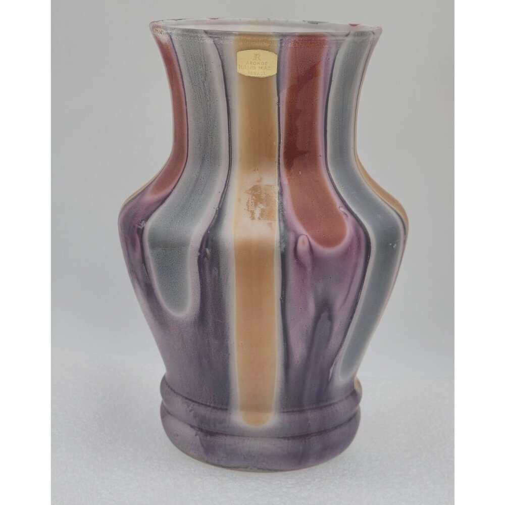 Israeli Glass Vase, labeled Aronof  Hand made in Israel